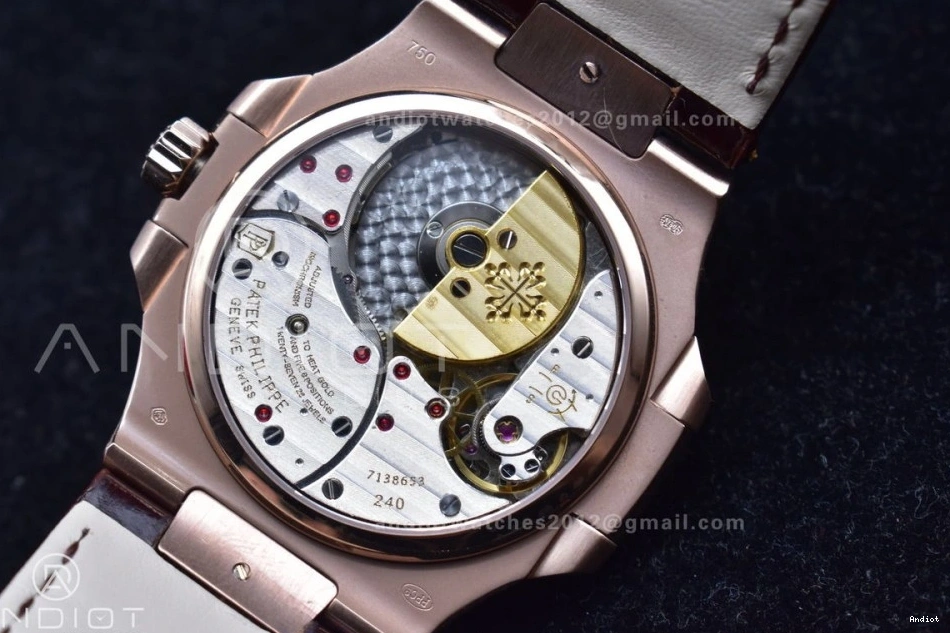 on Gray Croco 5712 A23J Best SS GRF Dial Strap Brown Edition RG Nautilus 0227